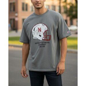 Vintage University Of Nebraska Cornhuskers Football Helmet Graphic T Shirt